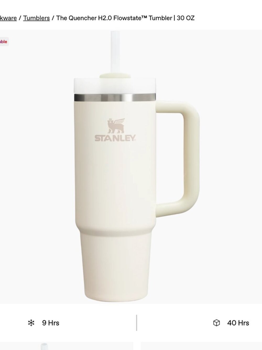 STANLEY The Quencher H2.0 Flowstate Tumbler 30 OZ Cream NWT